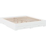  The Living Store Posteljni okvir s predali bel 200x200 cm inženirski les - Posteljni Okvir, (21498319) | Shoptok.si