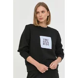 Trussardi Bombažen pulover ženska, črna barva