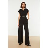 Trendyol Black Belted Double Breasted Collar Jumpsuit | shoptok.hr