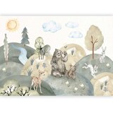  Foto tapeta - Green Hills - a Valley With Animals Painted in Watercolours 490x350 Samoljepljiva | shoptok.hr