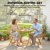 Set od 3 drvene balkonske garniture sklopivi vrtni namještaj okrugli stol 2 stolice jastuci | shoptok.hr