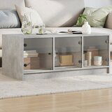  The Living Store Klubska mizica s steklenimi vrati betonsko siva 102x50x42 cm - Klubska Mizica, (21453450) Cene