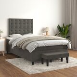 The Living Store Box spring postelja z vzmetnico temno siva 120x200 cm žamet - Box Spring Postelja, (21438476) Cene