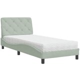  The Living Store Postelja z vzmetnico svetlo siva 90x200 cm žamet - Postelja, (21490482) | Shoptok.si