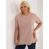Fashion Hunters Beige cotton blouse plus size with lace on the back