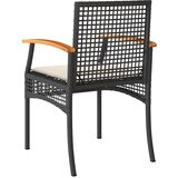  3-dijelni bistro set s jastucima poliratan i drvo bagrema crni | shoptok.hr