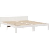  Posteljni okvir brez vzmetnice bel 160x200 cm trdna borovina | Shoptok.si