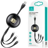 Usams 3V1 1M KABEL ZA LIGHTNING MICROUSB USB-C ČRN ZA TELEFON, (21980463) | Shoptok.si