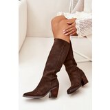 Zazoo Suede Knee High Boots With Zip Chocolate Lissara | ePonuda.com