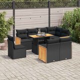 vidaXL 9-dijelni set vrtnih sofa s jastucima crni od poliratana bagrem Cijene