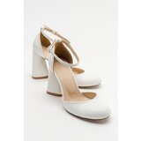 LuviShoes Oslo White Skin Women's Heeled Shoes Cene