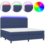 box spring s madracem LED plavi 200x200 cm od tkanine | shoptok.hr