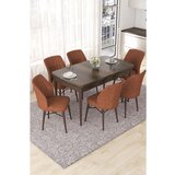 Hanah home Nef - Baroque, Tile Red BaroqueTile Red Extendable Dining Table & Chairs Set (7 Pieces) | ePonuda.com