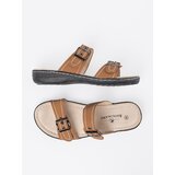 Shelvt Brown women's flip-flops with silver buckles | shoptok.hr
