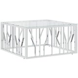 Maison Chic Klubska mizica - kavna mizica - Nizka mizica 80x80x40 cm nerjaveče jeklo in steklo, (21755035) | Shoptok.si