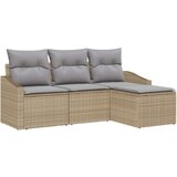vidaXL 4-delni vrtni kavčni set z blazinami Bež poli ratan, (22090937) | Shoptok.si