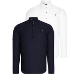 Dewberry DOUBLE SET G783 JUDGE COLLAR SHIRT-WHITE-NAVY BLUE | shoptok.hr