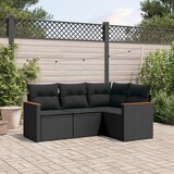 Maison Chic Seti vrtnega pohištva - Vrtna garnitura - Vrtni pohištvo set 4-delna z blazinami črna poli ratan, (21819814) | Shoptok.si