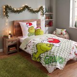 THE GRINCH POSTELJNINA GRINCH 140/200 cm saten večbarvno Slike