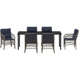  Vrtni set za objed s jastukom 7 pcs Siva i crna Ratan | shoptok.hr