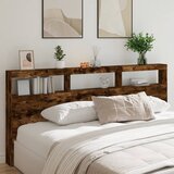 Maison Chic posteljno vzglavje - vzglavna omarica - nočna omarica led dimljeni hrast 220x17x102 cm, (21705905) | Shoptok.si