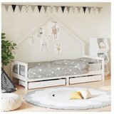 vidaXL Otroški posteljni okvir s predali bel 80x200 cm trdna | Shoptok.si