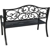  Vrtna klupa za terasu, metalna, s 3 sjedala, ukrašena, crna, 127x60x89 cm | shoptok.hr
