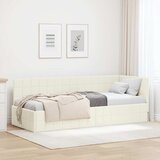  Kutni okvir kreveta s uzglavljem Krema 80 cm x 200 cm Baršun | shoptok.hr