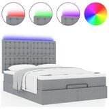 vidaXL Otomanski posteljni okvir z vzmetnico siv 140x190 cm blago | Shoptok.si