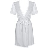 Obsessive Miamor Robe - ogrtač s čipkastim rukavima i tangama (bijeli) - L/XL | shoptok.hr