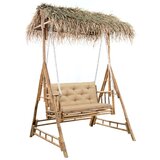  Ljuljačka za 2 osobe s jastukom i palminim lišćem 202 cm bambus | shoptok.hr