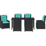  7-dijelni set za blagovanje u vrtu crni poli ratan | shoptok.hr