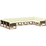 vidaXL Zunanja garnitura za sedenje 10 pcs Naravna in smetana, (5000280925) | Shoptok.si