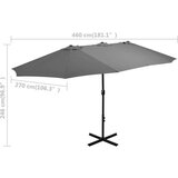  Zunanji senčnik z aluminijastim drogom 460x270 cm antracit | Shoptok.si