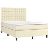 Krevet box spring s madracem LED krem 140x190cm od umjetne kože | Eponuda.com