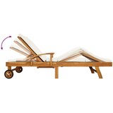  Ležaljka 1-osoba Smeđa i krem Čvrsto teak drvo | shoptok.hr