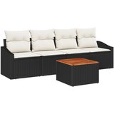 vidaXL Set vrtnih sofa s jastučićima Crni poliratan Akacija Cijene