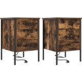 vidaXL Nočna omarica s predalom 2 pcs Dimljeni hrast 42 x 41 x 61 cm | Shoptok.si