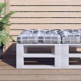 vidaXL Blazina za tabure iz palet siv karo vzorec blago | Shoptok.si