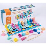 Magic Toys Barvna lesena igrača za razvijanje spretnosti 6-v-1 s številkami in oblikami | Shoptok.si