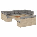  14-dijelni set vrtnih sofa s jastucima poliratan Bež | shoptok.hr