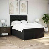 vidaXL Krevet s oprugama i madracem crni 140x200 cm od tkanine | shoptok.hr