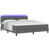 vidaXL Box Spring krevet s madracem & LED tamno siva 180x200 cm tkanina Cijene