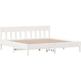  Okvir za krevet s uzglavljem bijeli 200x200 cm masivna borovina | shoptok.hr