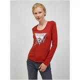 Guess Women's Red Long Sleeve T-Shirt - Women