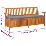  Klupa za pohranu s jastukom 170 cm od masivnog bagremovog drva | shoptok.hr