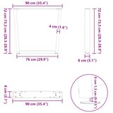  Noge za blagovaonski stol V-oblika 2 kom Crne 90 x (72-73,3) cm Čelik | shoptok.hr