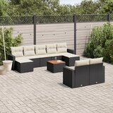  10-dijelni set vrtnih sofa s jastucima crni od poliratana | shoptok.hr
