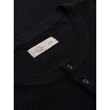 Ombre Men's ribbed sweater with buttons at the neckline - black | shoptok.hr