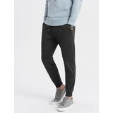 Ombre Men's sweatpants with stitching and zipper on leg - graphite melange Cene